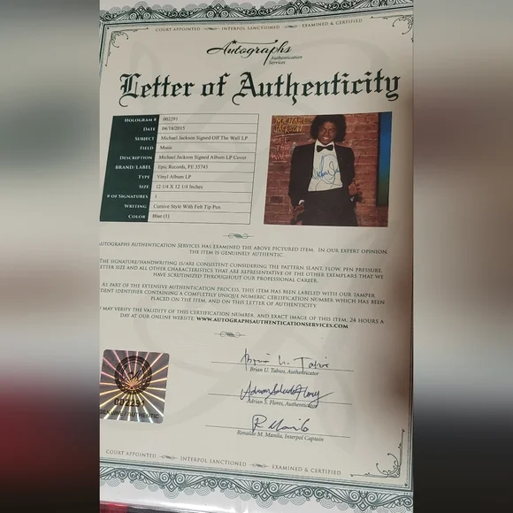 MICHAEL JACKSON AUTOGRAPHED VINYL - Picture 3 of 6